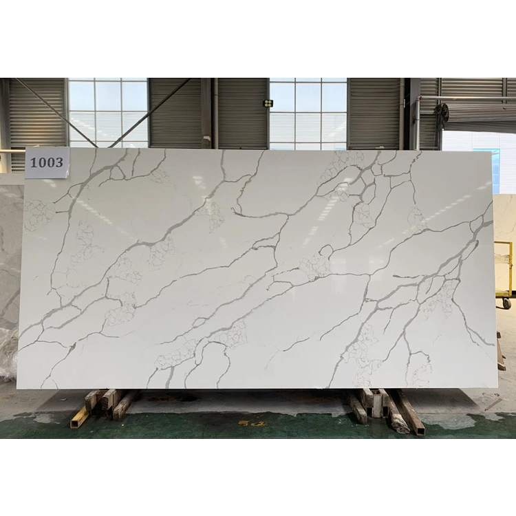Precut Kitchen Quartz Slabs Calacatta Gold White Artificial Stone