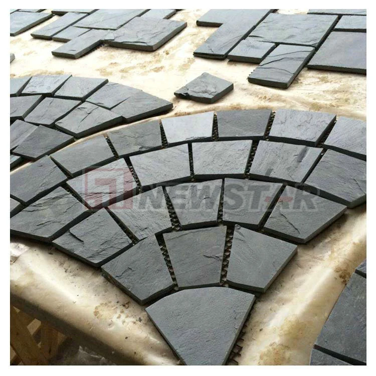 Fan Shape Design Cobblestone Natural Stone Price Slate Tile Floor Tile